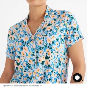 Knix Short Sleeve Modal Sleep Top in Bouquet Blue